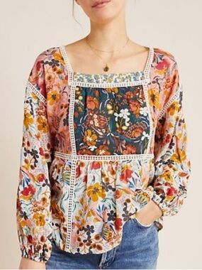 Anthropologie Maeve Nikki peasant blouse